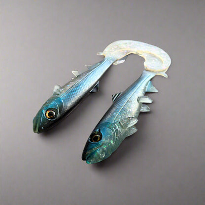 Two fishing lures glittery blue colour 