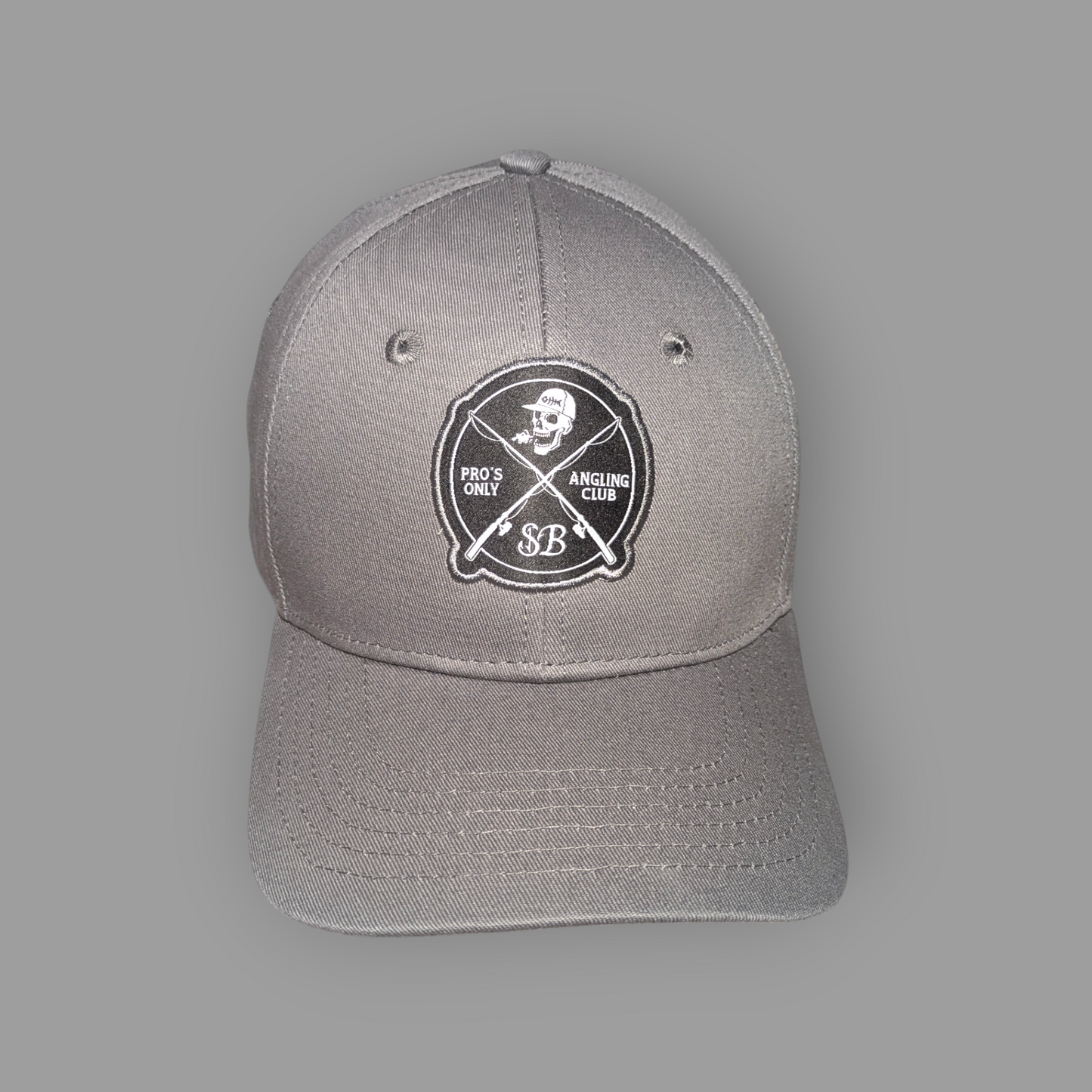 Gray cap with a logo on a gray background