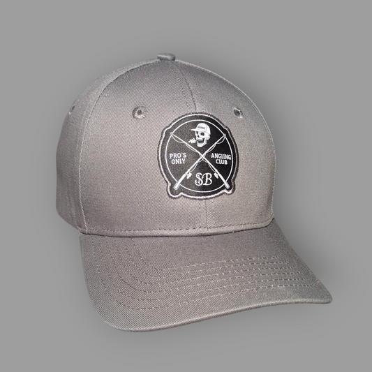 Gray cap with a logo on a gray background