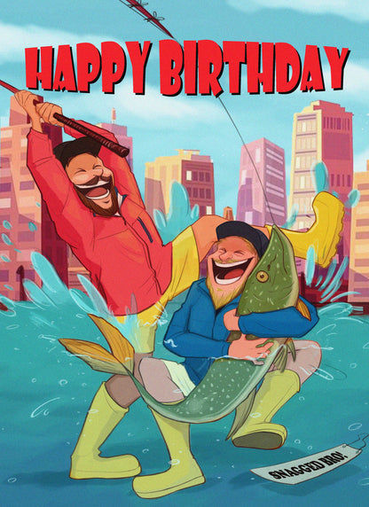 Snagged Bro birthday card front design